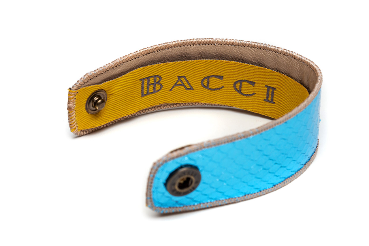 Bracelet | Snake Leather | Metallic Blue